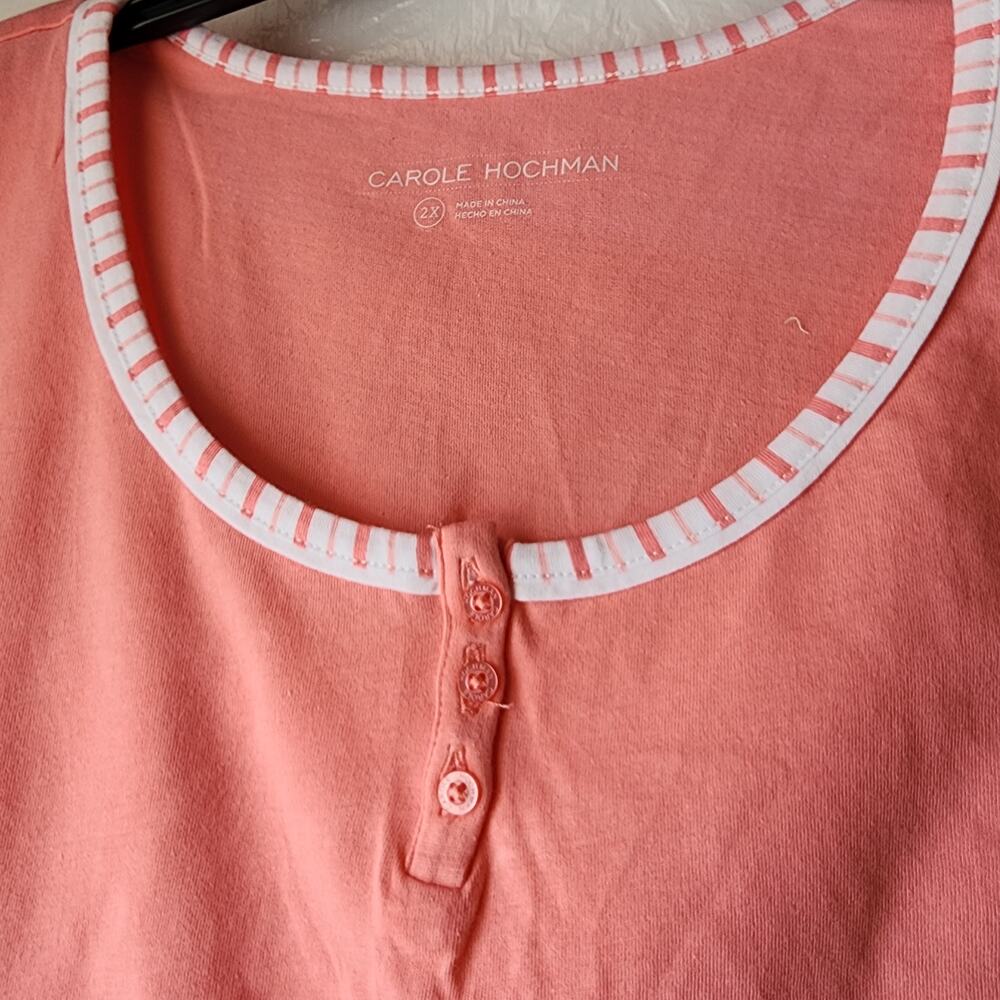 NWT Carole Hochman 2-Piece Pajama Set Coral Pink Base Intricate White Women 2X - Picture 11 of 13